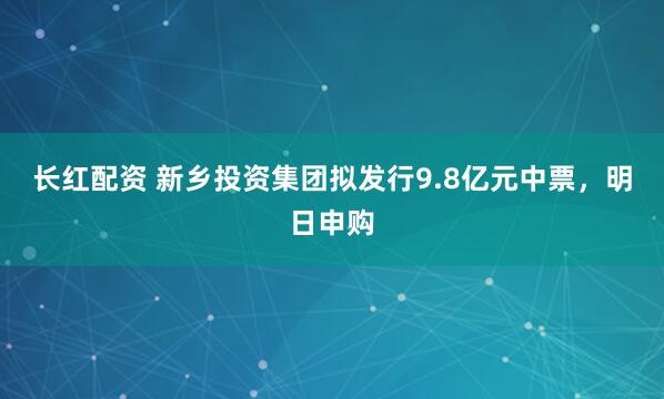 长红配资 新乡投资集团拟发行9.8亿元中票，明日申购